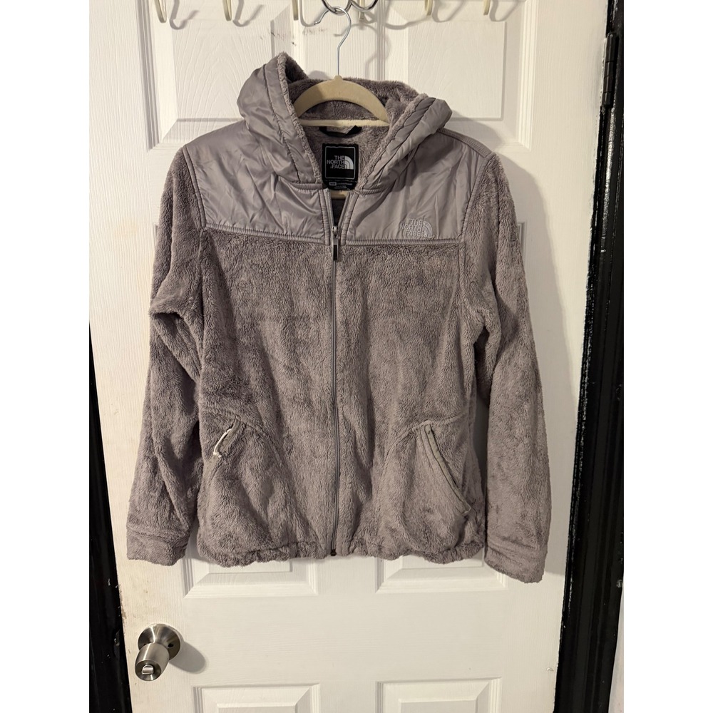 The North Face Osito Hybrid Full Zip Hoodie Gray Fleece Jacket Womens Medium